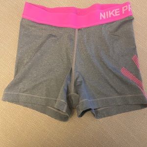Nike Pro grey and pink leggings shorts Size: S